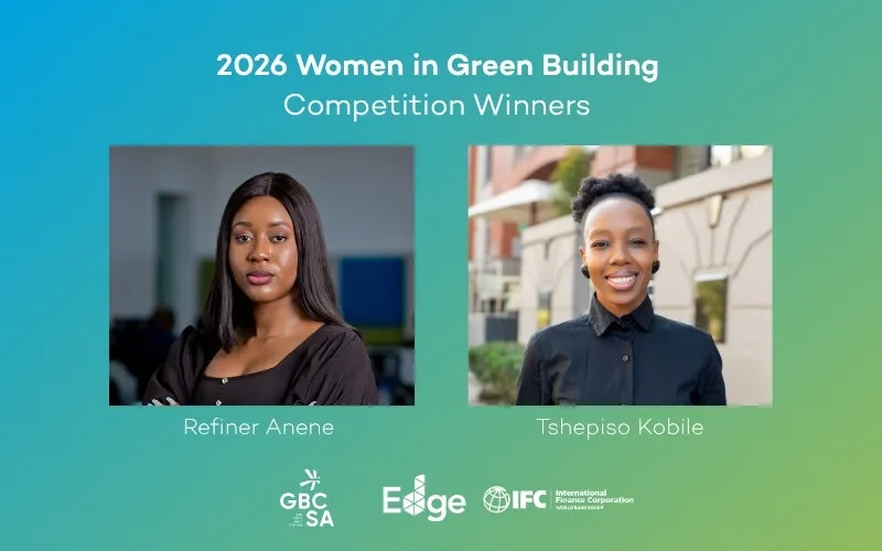 The 2026 Women in Green Building Competition winners, Refiner Anene and Tshepiso Kobile