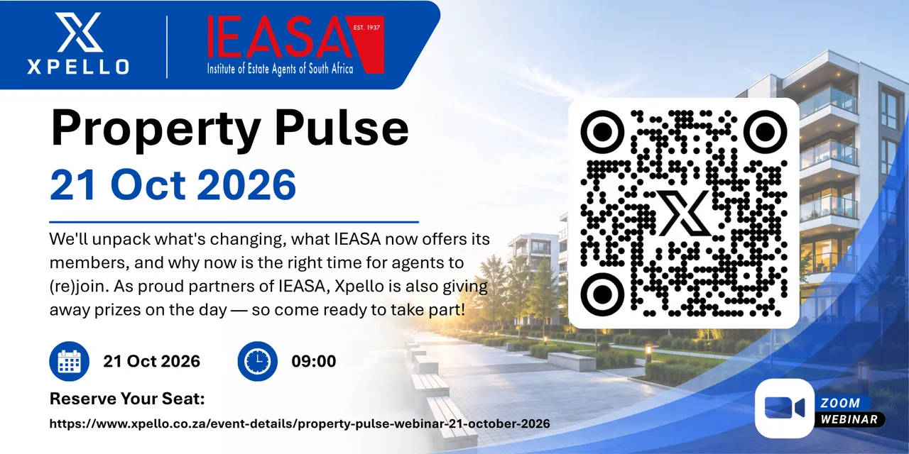 IEASA and Xpello Property Pulse webinar, 21 October 2026 at 09:00 on Zoom: what is changing, what IEASA now offers its members and why now is the time for agents to (re)join. Xpello is giving away prizes on the day.
